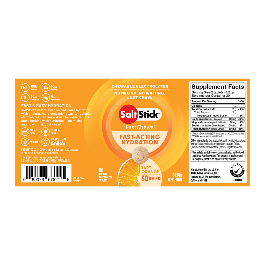 SaltStick Fastchews Bottle of 60ct - Tart Orange