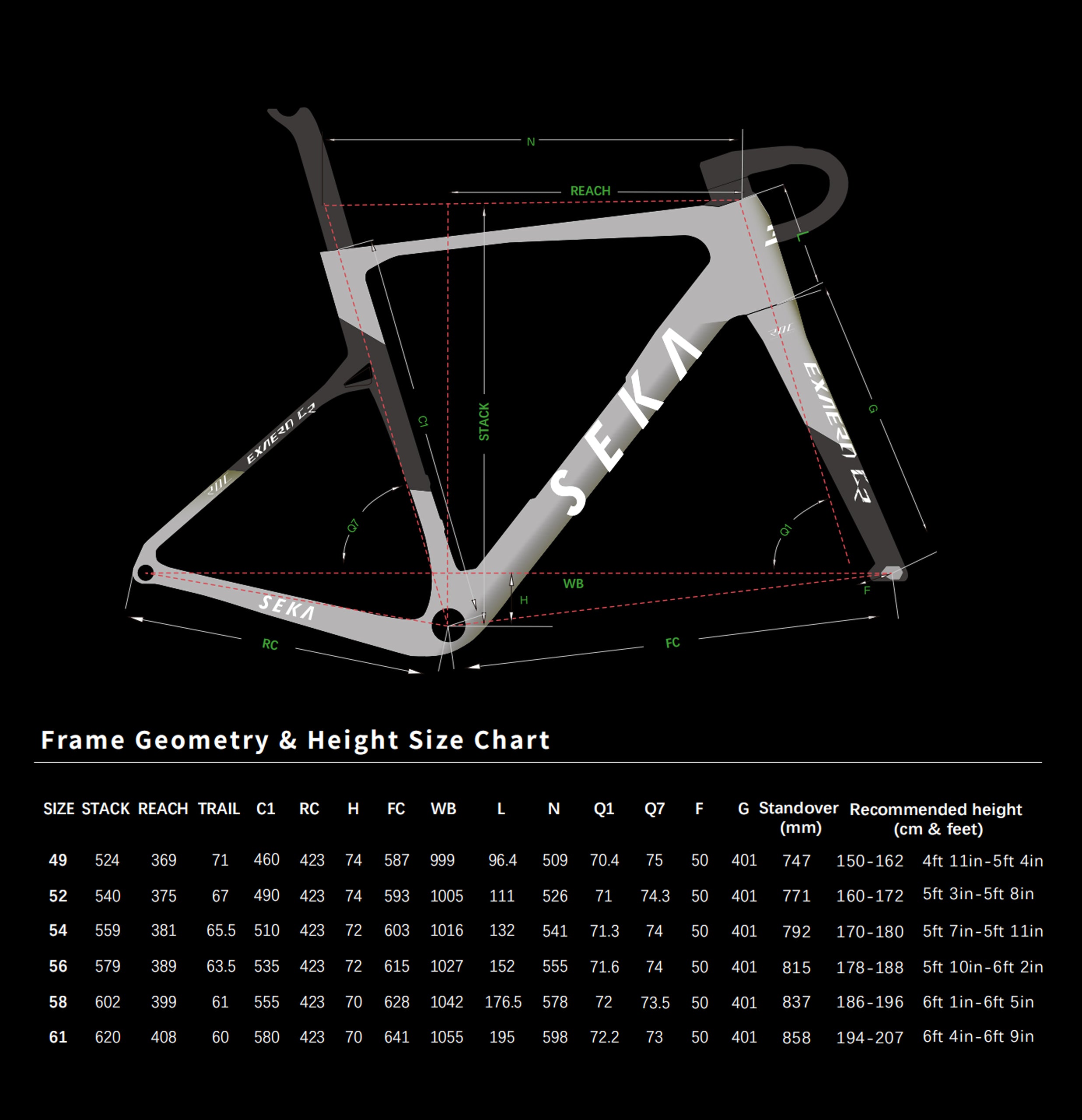 SEKA ExAero GR RDC Frameset - Stardust Silver