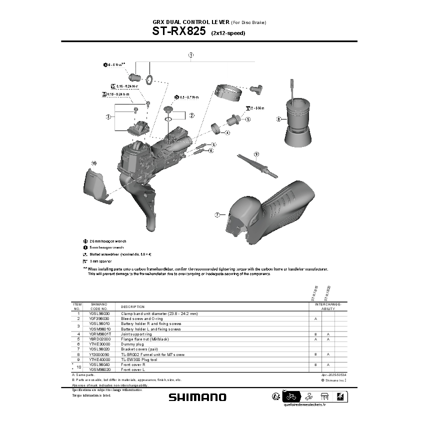 Shimano ST-RX825 Shifter Front Cover