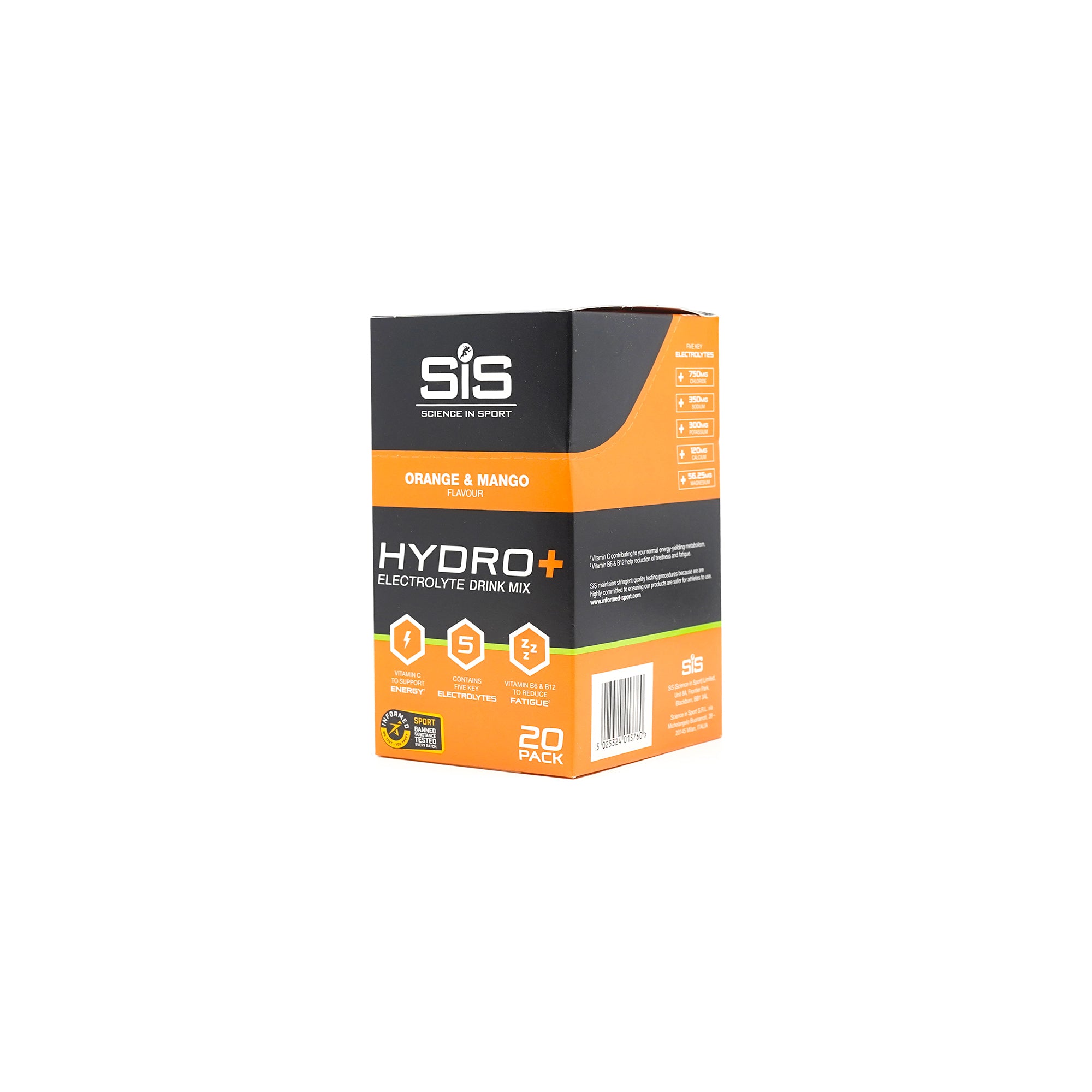 SIS HYDRO+ 电解质饮料混合物 - 橙子和芒果（20 盒）