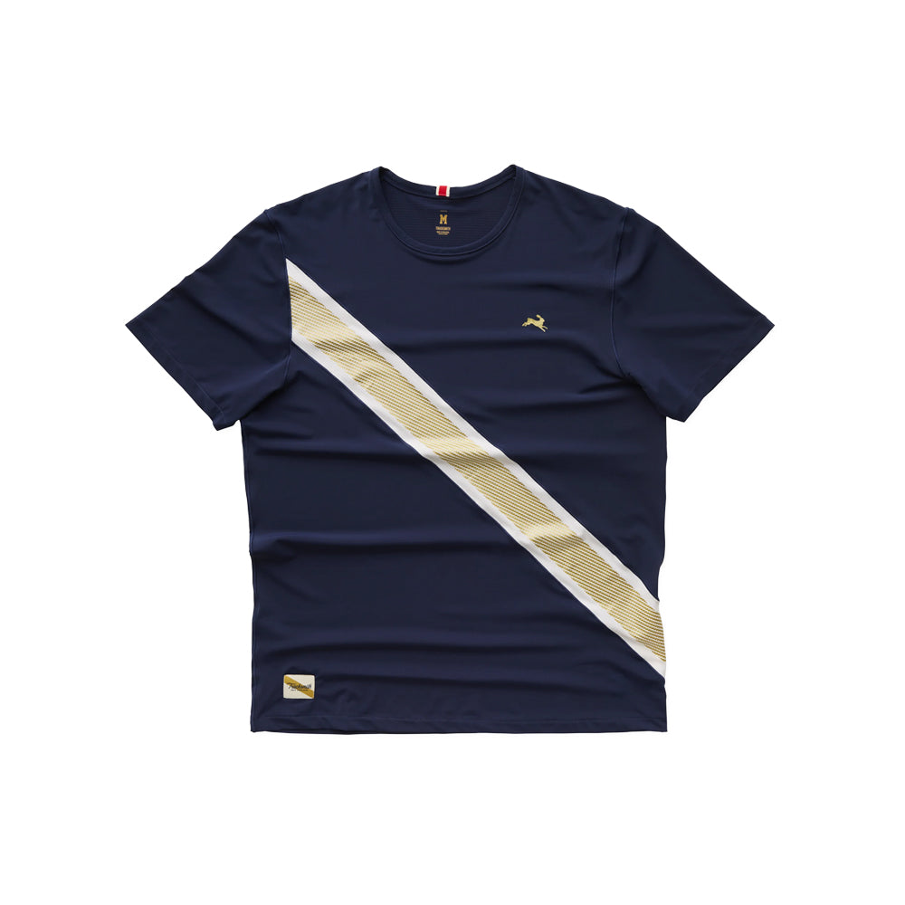 Tracksmith Strata Tee - Navy/Gold