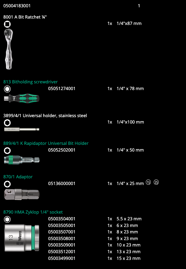 wera-bicycle-set-3a-bits-assortment-with-ratchet-contents