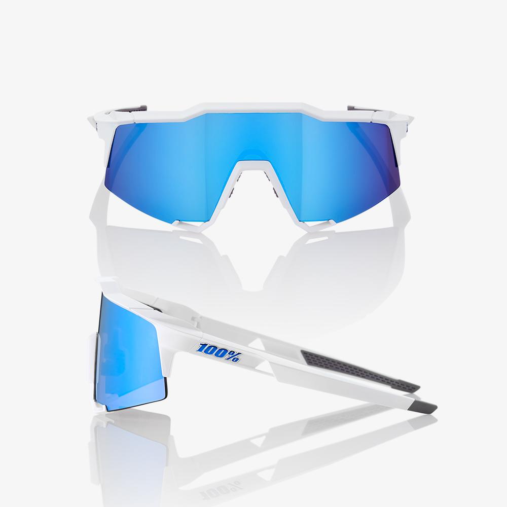 100% Speedcraft Sunglasses - Matte White (HiPER Blue Mirror Lens) - CCACHE