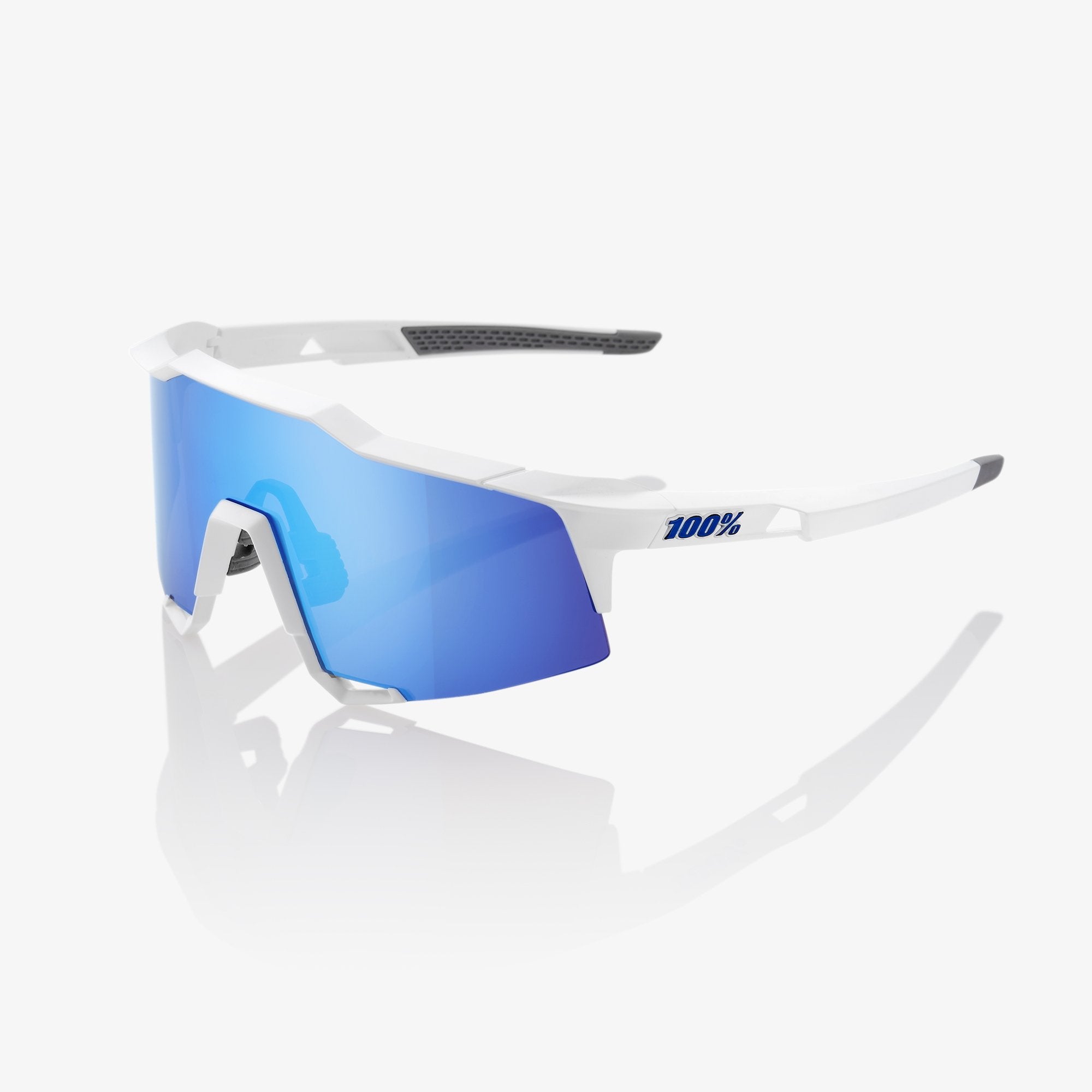 100% Speedcraft Sunglasses - Matte White (HiPER Blue Mirror Lens) - CCACHE