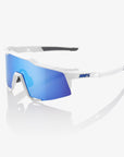 100% Speedcraft Sunglasses - Matte White (HiPER Blue Mirror Lens) - CCACHE