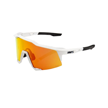 100% Speedcraft Sunglasses - Off White (HiPER Red Mirror Lens)