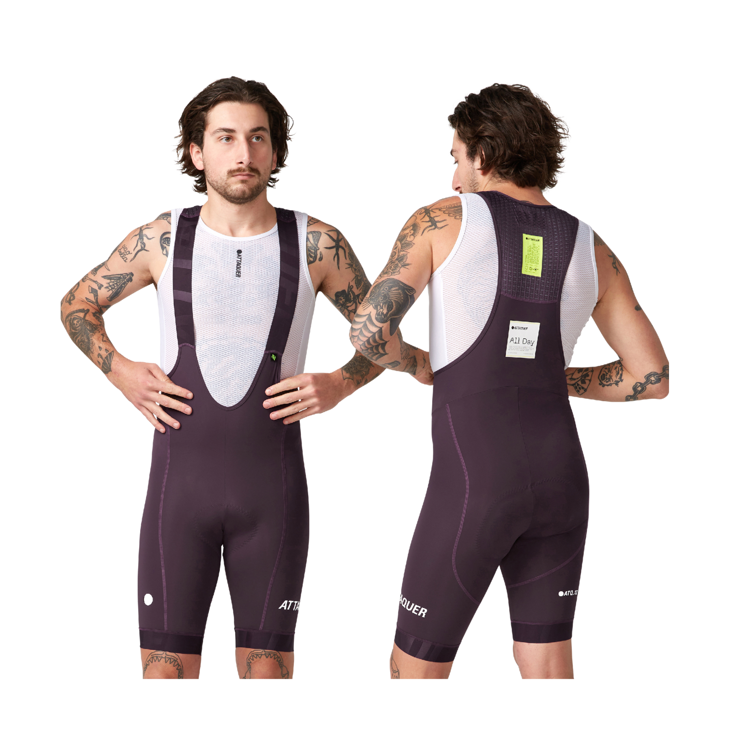 Attaquer All Day Bib Short - Aubergine