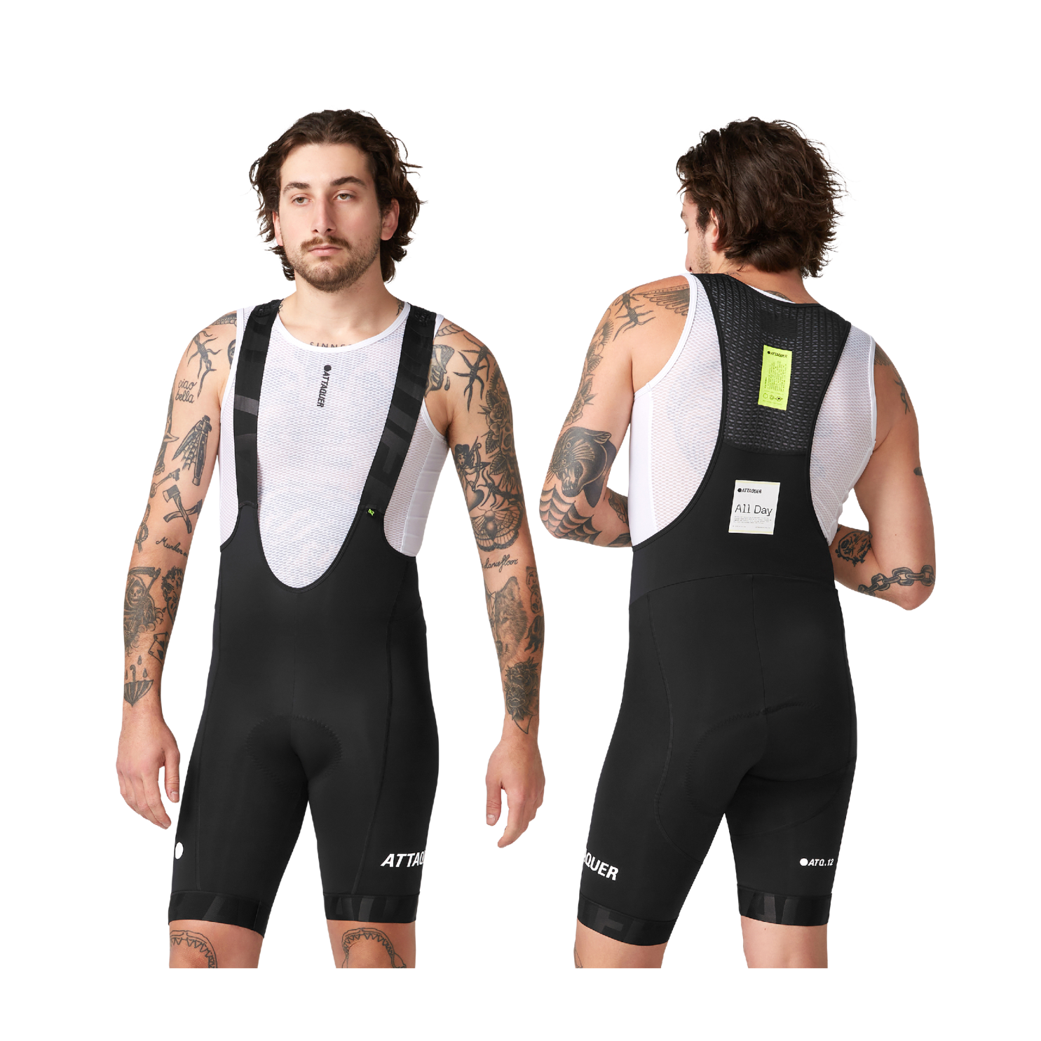 Attaquer All Day Bib Short - Black/White