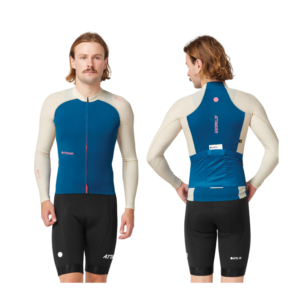Attaquer All Day Summer Long Sleeve Jersey - Blue/Eggshell