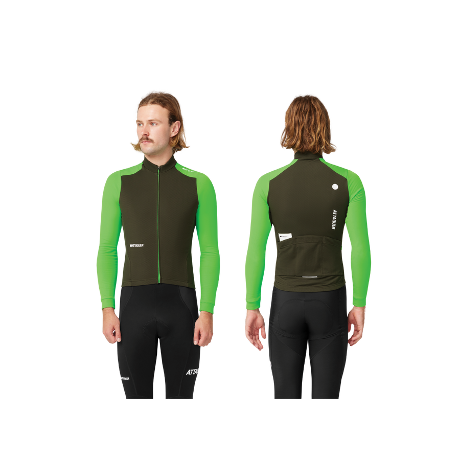 Attaquer All Day Winter Long Sleeved Jersey - Pine/Fluro Green