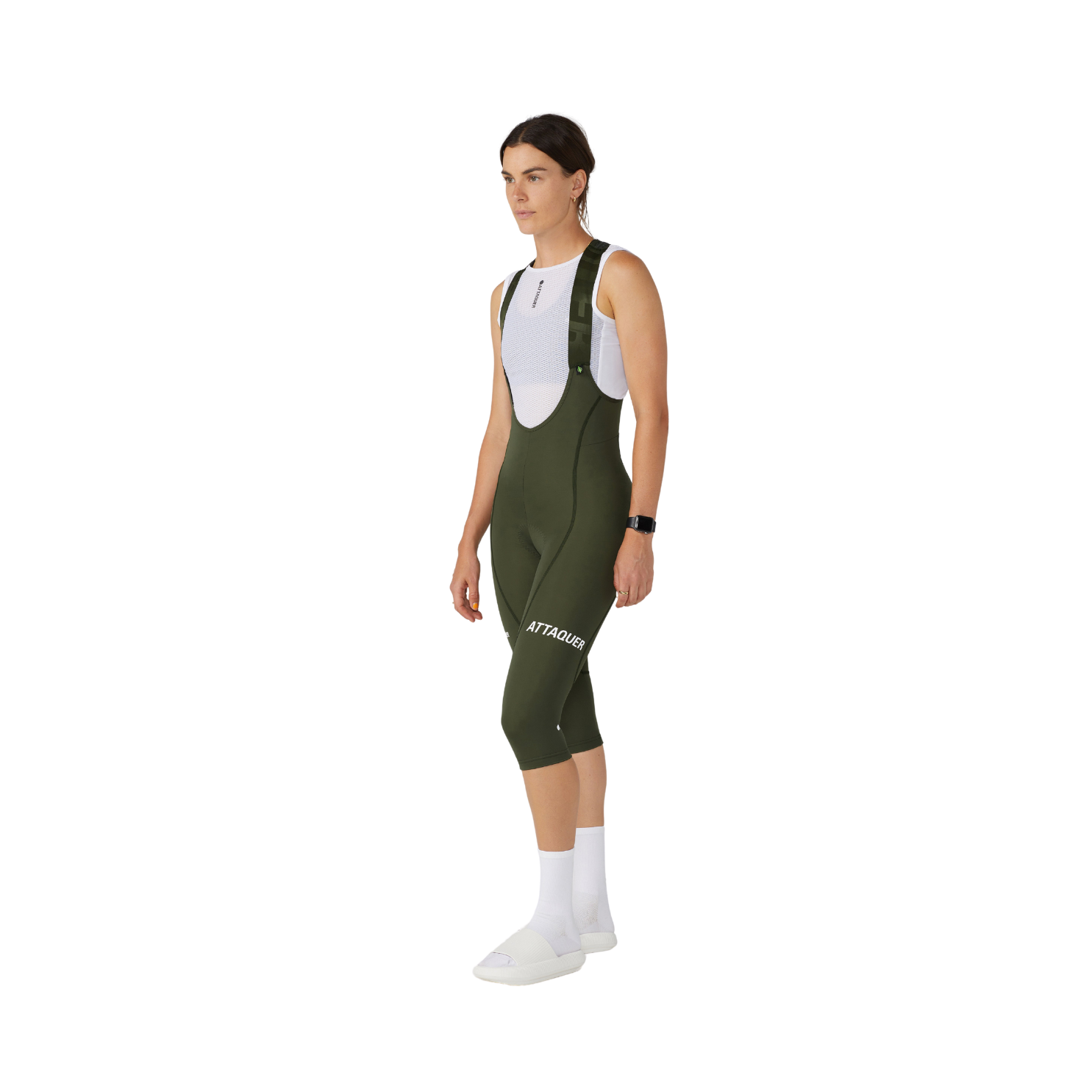 Attaquer Womens All Day 3/4 Bib - Pine/White Logo