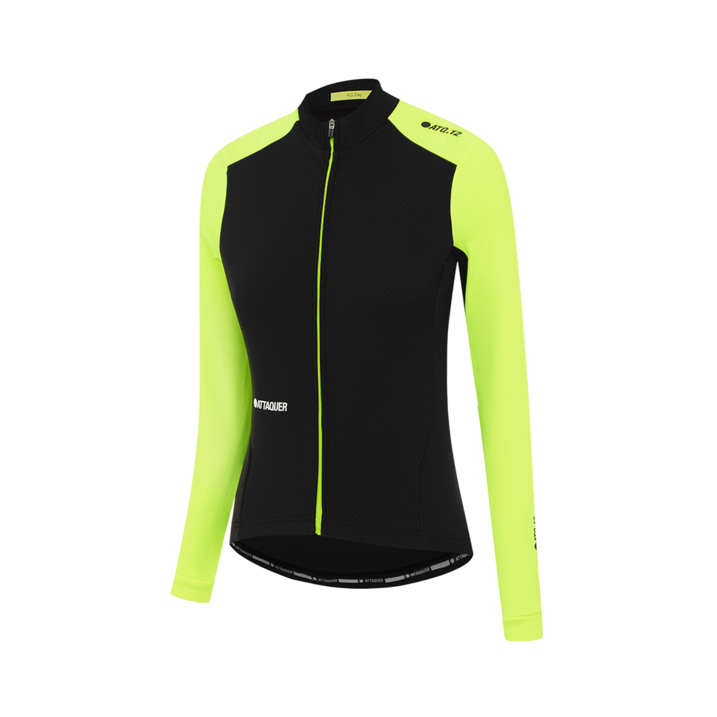 Attaquer Womens All Day Winter Long Sleeved Jersey - Black/Acid Lime