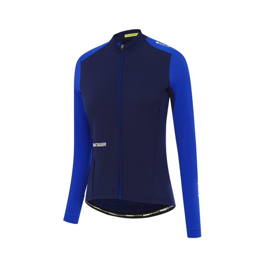 Attaquer Womens All Day Winter Long Sleeved Jersey - Navy/Fluro