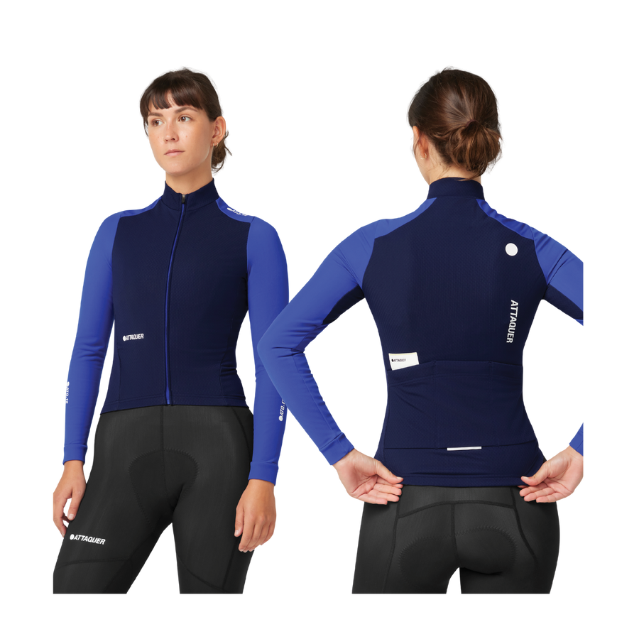 Attaquer Womens All Day Winter Long Sleeved Jersey - Navy/Fluro