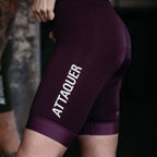Attaquer Womens Race Bib Short 2.0 Burgundy/Reflective Logo lifestyle
