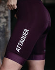 Attaquer Womens Race Bib Short 2.0 Burgundy/Reflective Logo lifestyle