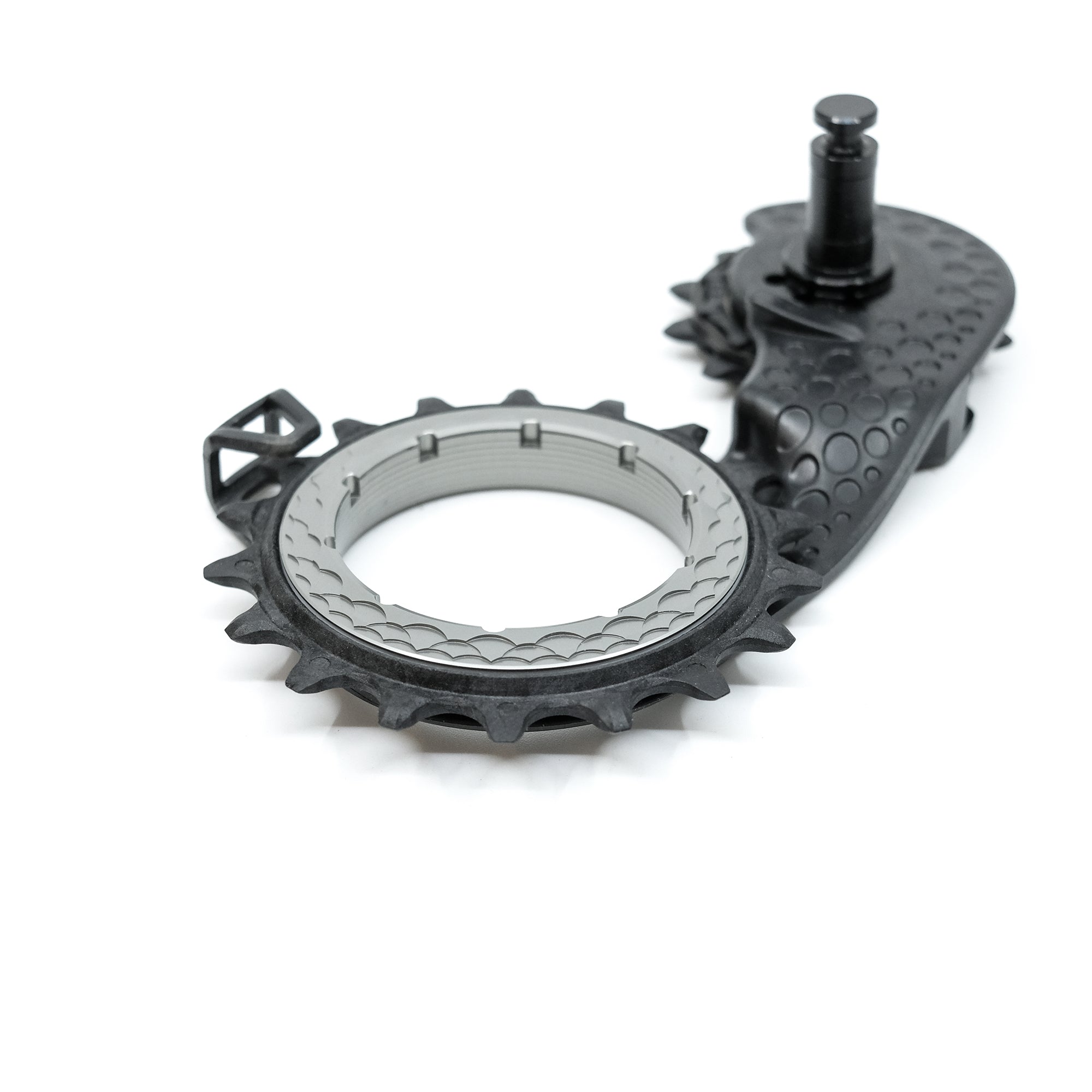 absoluteblack-hollowcage-carbon-derailleur-cage-for-shimano-black-titanium-grey-closeup