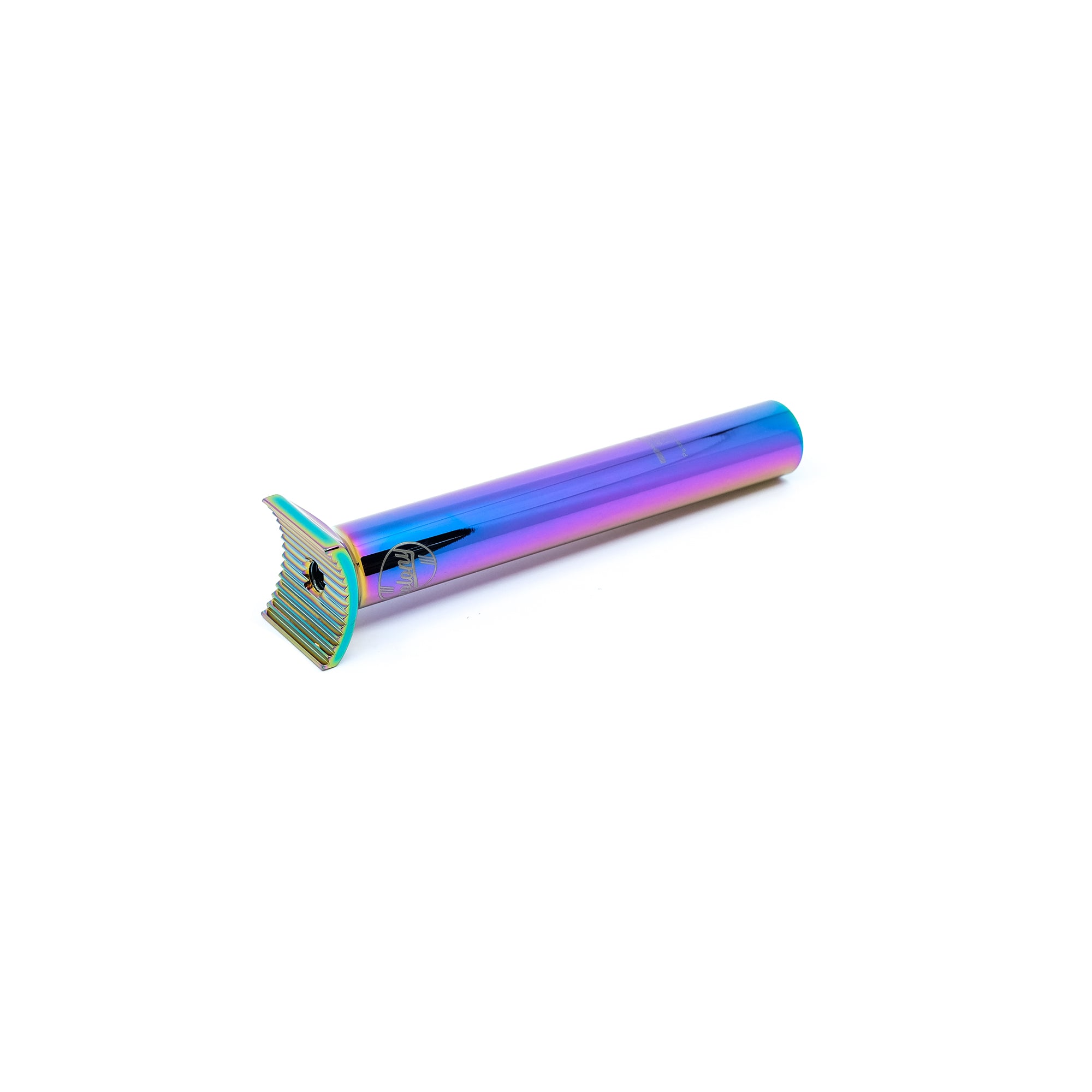 colony-pivotal-bmx-seat-post-rainbow-oil-slick-angle