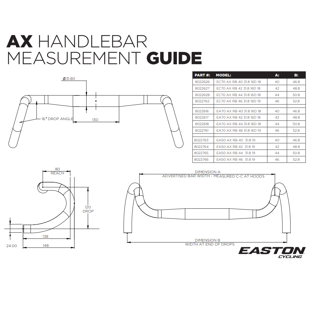 Easton EC70 AX Gravel Carbon Handlebar - CCACHE