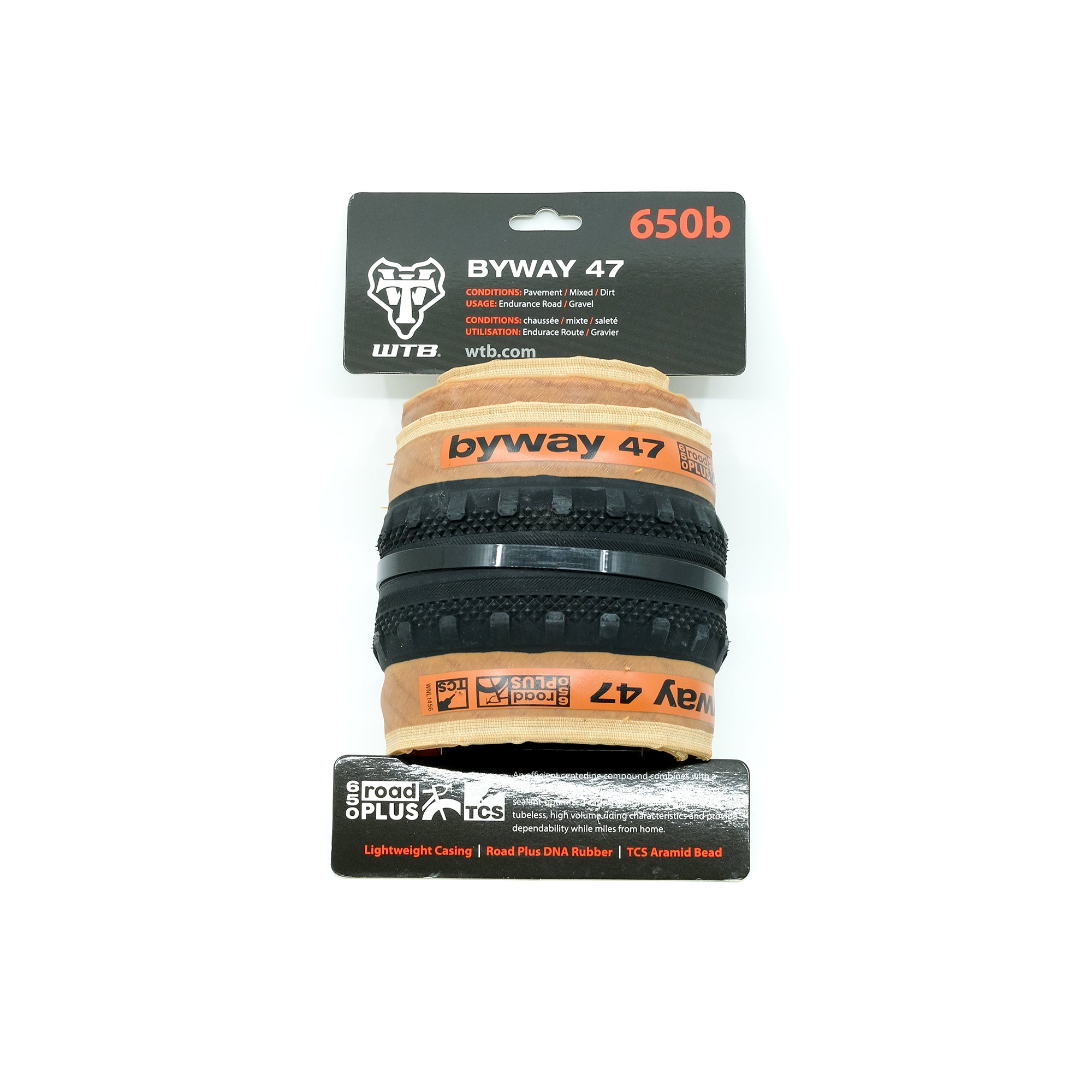 WTB Byway Road Plus TCS Clincher Tyre (650 x 47mm) - Tanwall - CCACHE